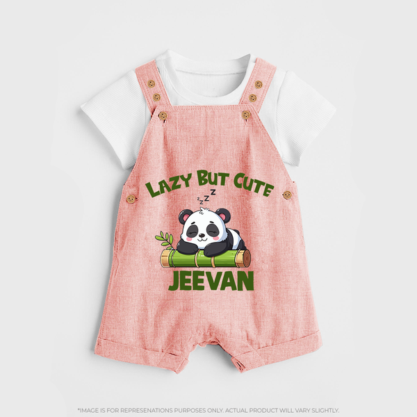 Lazy But Cute Personalized Dungaree - PEACH - 0 - 5 Months Old (Chest 18")