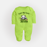 Lazy But Cute Personalized Full Body Suit - LIME GREEN - New Born (Chest 7.5")