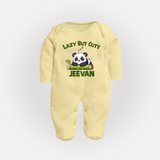 Lazy But Cute Personalized Full Body Suit - PASTEL YELLOW - New Born (Chest 7.5")