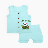 Lazy But Cute Personalized Jabla Set - BABY BLUE - 0 - 3 Months Old (Chest 9.8")