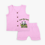 Lazy But Cute Personalized Jabla Set - BABY PINK - 0 - 3 Months Old (Chest 9.8")