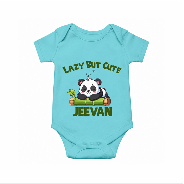 Lazy But Cute Personalized Romper - ARCTIC BLUE - New Born (Chest 14")