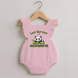 Lazy But Cute Personalized Romper Frock - BABY PINK - 0 - 3 Months Old (Chest 19")