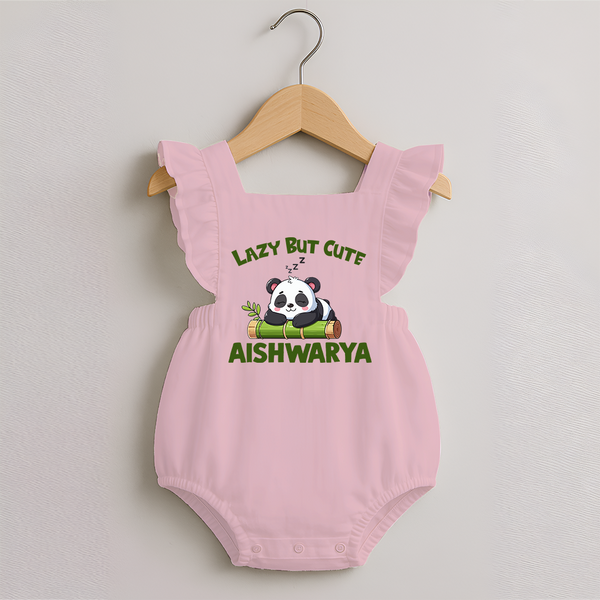 Lazy But Cute Personalized Romper Frock - BABY PINK - 0 - 3 Months Old (Chest 19")