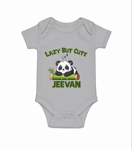 Lazy But Cute Personalized Romper - GREY - New Born (Chest 14")