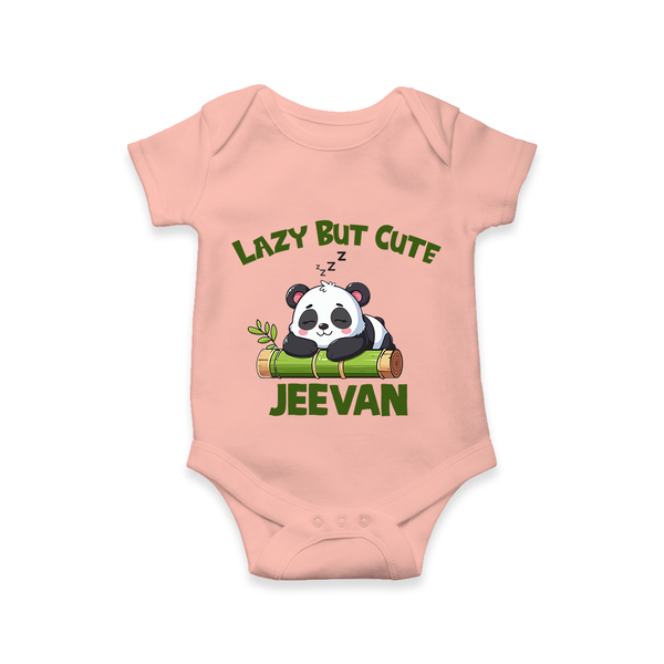 Lazy But Cute Personalized Romper - PEACH - New Born (Chest 14")