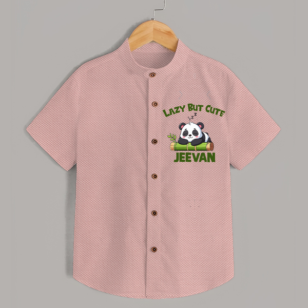 Lazy But Cute Personalized Shirt - PEACH - 0 - 6 Months Old (Chest 23")