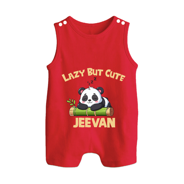 Lazy But Cute Personalized Button Romper - RED - New Born (Chest 18")