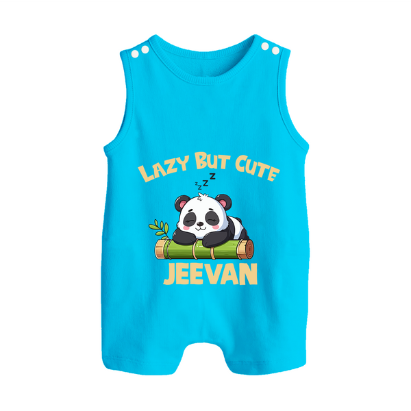 Lazy But Cute Personalized Button Romper - SKY BLUE - New Born (Chest 18")
