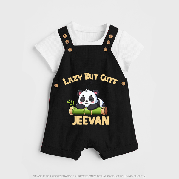 Lazy But Cute Personalized Dungaree - BLACK - 0 - 5 Months Old (Chest 18")
