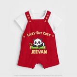 Lazy But Cute Personalized Dungaree - RED - 0 - 5 Months Old (Chest 18")
