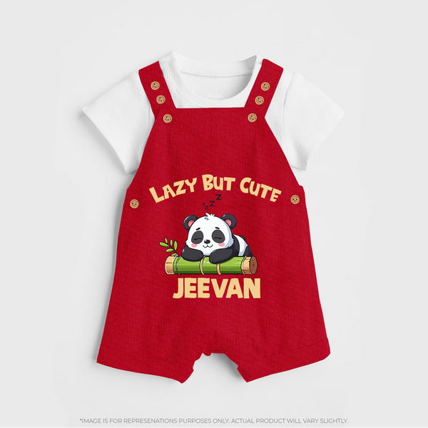 Lazy But Cute Personalized Dungaree - RED - 0 - 5 Months Old (Chest 18")