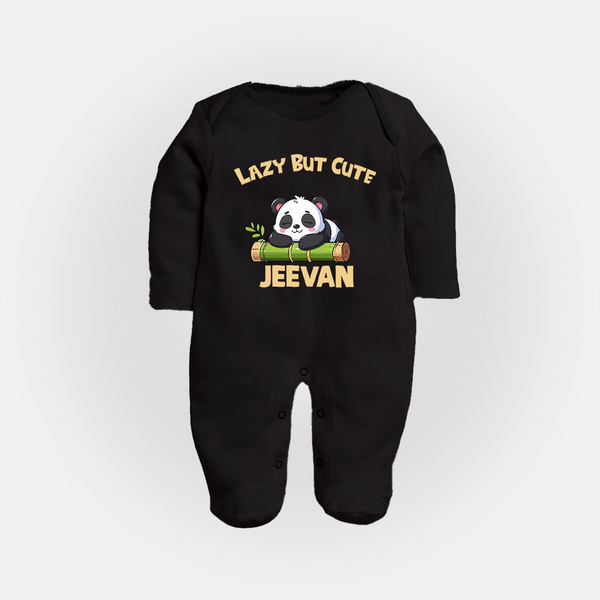 Lazy But Cute Personalized Full Body Suit - BLACK - New Born (Chest 7.5")