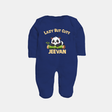 Lazy But Cute Personalized Full Body Suit - NAVY BLUE - New Born (Chest 7.5")