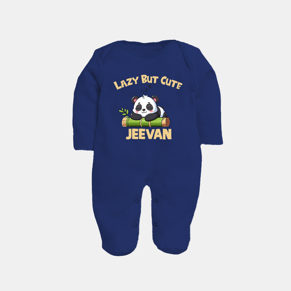 Lazy But Cute Personalized Full Body Suit - NAVY BLUE - New Born (Chest 7.5")