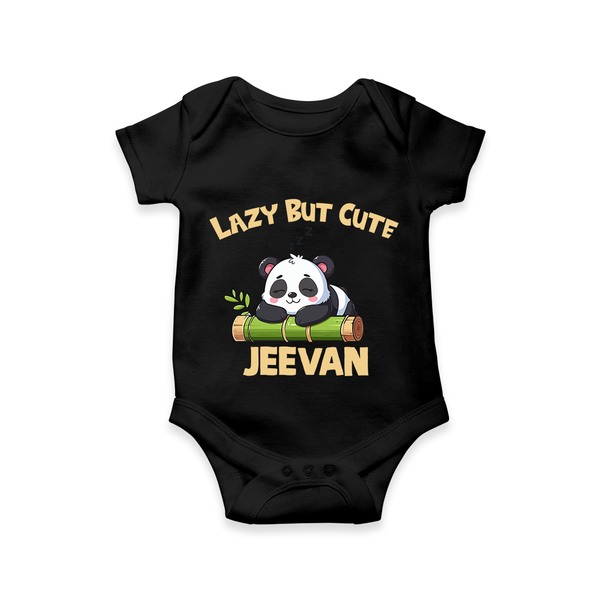 Lazy But Cute Personalized Romper - BLACK - New Born (Chest 14")