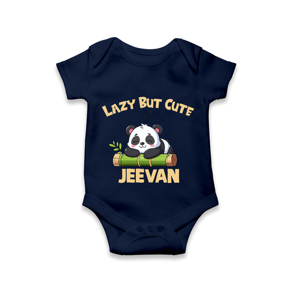Lazy But Cute Personalized Romper - NAVY BLUE - New Born (Chest 14")