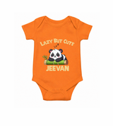 Lazy But Cute Personalized Romper - ORANGE - New Born (Chest 14")