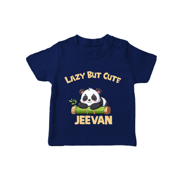 Lazy But Cute Personalized TShirt - NAVY BLUE - 0-5 Months Old (Chest 17")
