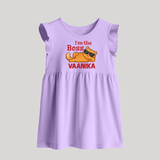 I'm The Boss Personalized Baby Frock - LILAC - 0 - 3 Months Old (Chest 17")