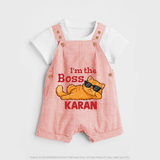 I'm The Boss Personalized Dungaree - PEACH - 0 - 5 Months Old (Chest 18")
