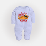 I'm The Boss Personalized Full Body Suit - BABY BLUE - New Born (Chest 7.5")