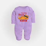I'm The Boss Personalized Full Body Suit - LILAC - New Born (Chest 7.5")