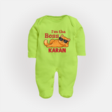 I'm The Boss Personalized Full Body Suit - LIME GREEN - New Born (Chest 7.5")