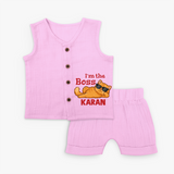 I'm The Boss Personalized Jabla Set - BABY PINK - 0 - 3 Months Old (Chest 9.8")