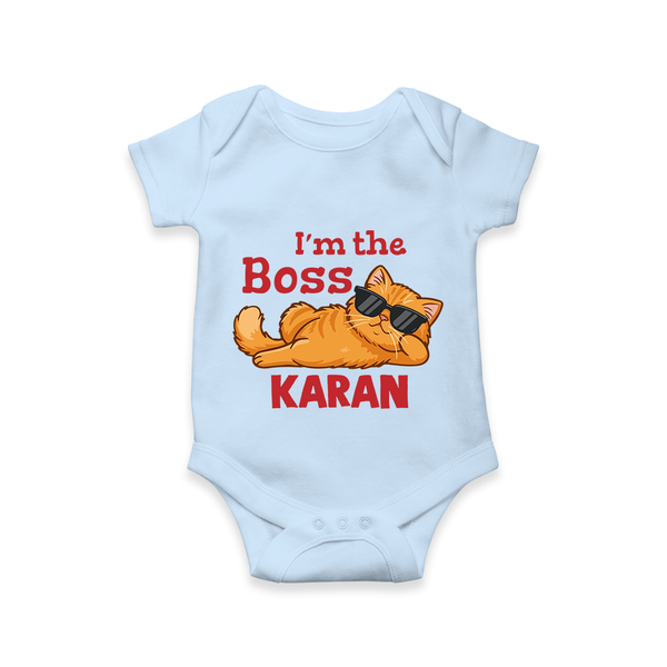 I'm The Boss Personalized Romper - BABY BLUE - New Born (Chest 14")