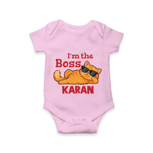 I'm The Boss Personalized Romper - BABY PINK - New Born (Chest 14")