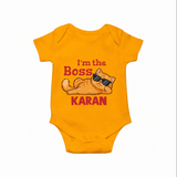I'm The Boss Personalized Romper - CHROME YELLOW - New Born (Chest 14")