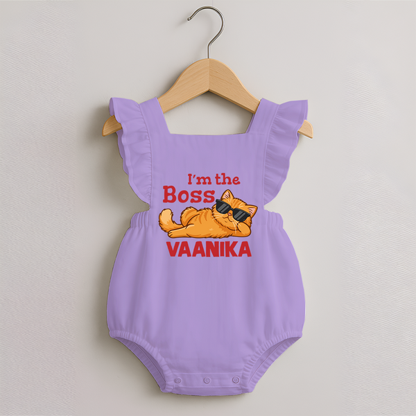 I'm The Boss Personalized Romper Frock - LILAC - 0 - 3 Months Old (Chest 19")