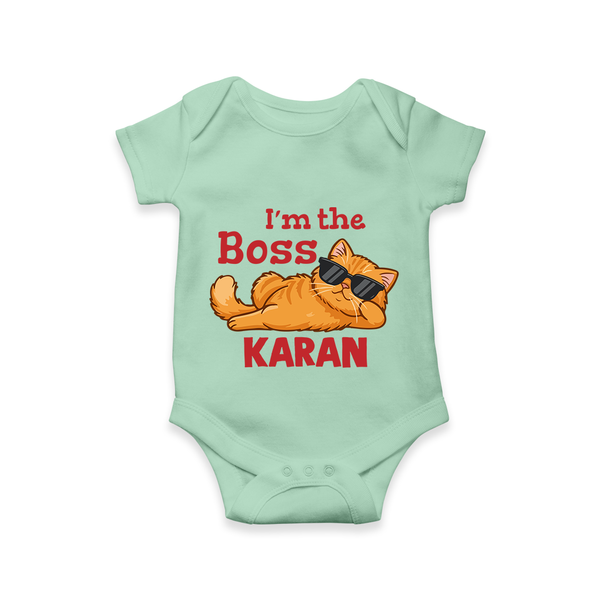 I'm The Boss Personalized Romper - MINT GREEN - New Born (Chest 14")