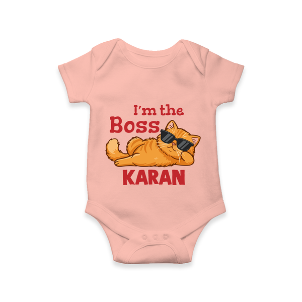 I'm The Boss Personalized Romper - PEACH - New Born (Chest 14")