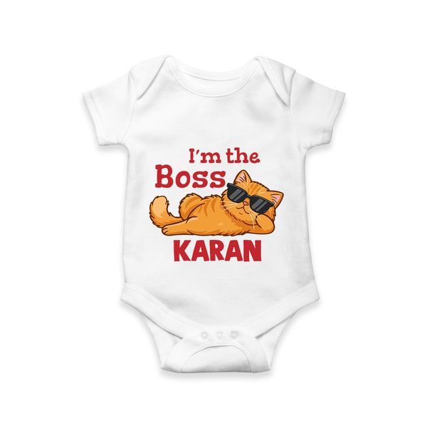 I'm The Boss Personalized Romper - WHITE - New Born (Chest 14")