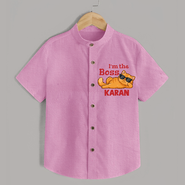 I'm The Boss Personalized Shirt - BABY PINK - 0 - 6 Months Old (Chest 23")