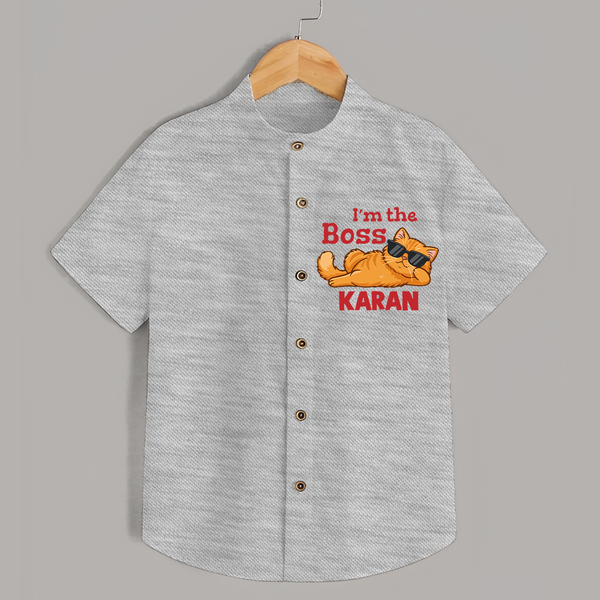 I'm The Boss Personalized Shirt - GREY - 0 - 6 Months Old (Chest 23")