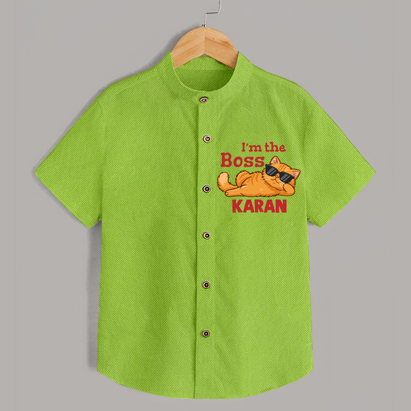 I'm The Boss Personalized Shirt - LIME GREEN - 0 - 6 Months Old (Chest 23")