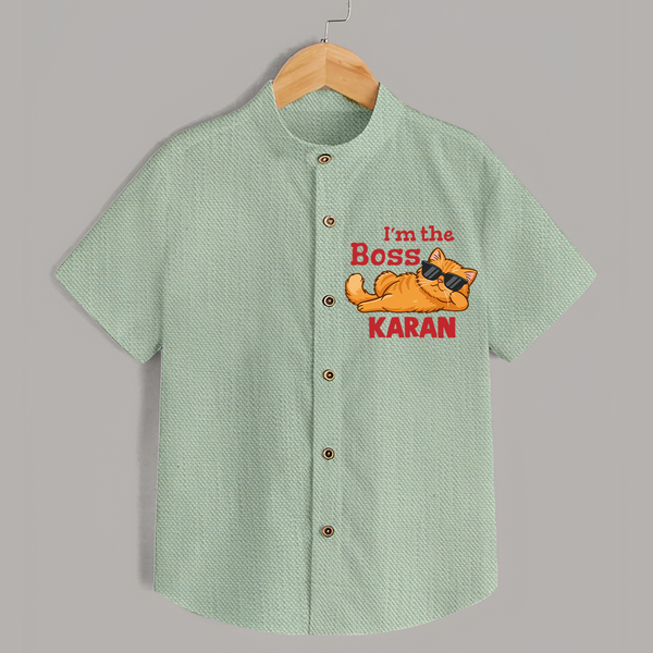 I'm The Boss Personalized Shirt - MINT GREEN - 0 - 6 Months Old (Chest 23")