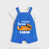 I'm The Boss Personalized Dungaree - COBALT BLUE - 0 - 5 Months Old (Chest 18")