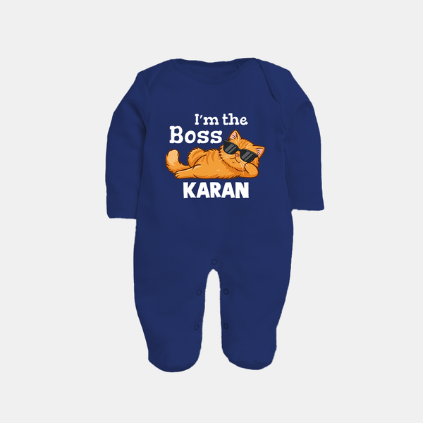 I'm The Boss Personalized Full Body Suit - NAVY BLUE - New Born (Chest 7.5")