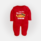 I'm The Boss Personalized Full Body Suit - RED - New Born (Chest 7.5")