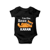 I'm The Boss Personalized Romper - BLACK - New Born (Chest 14")