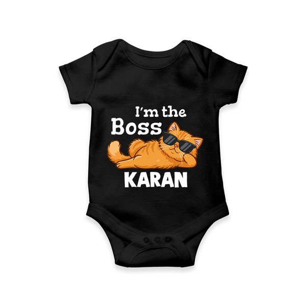 I'm The Boss Personalized Romper - BLACK - New Born (Chest 14")