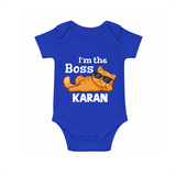 I'm The Boss Personalized Romper - COBALT BLUE - New Born (Chest 14")