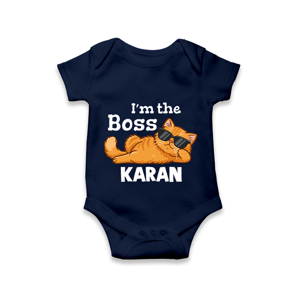 I'm The Boss Personalized Romper - NAVY BLUE - New Born (Chest 14")