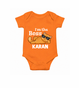 I'm The Boss Personalized Romper - ORANGE - New Born (Chest 14")