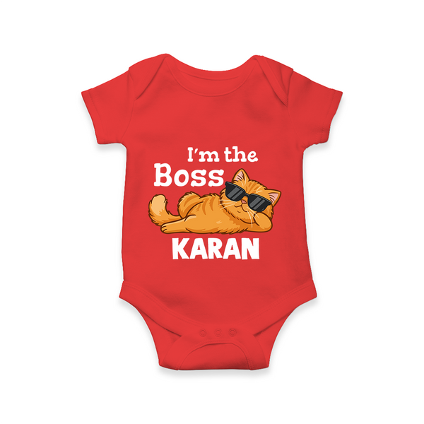 I'm The Boss Personalized Romper - RED - New Born (Chest 14")