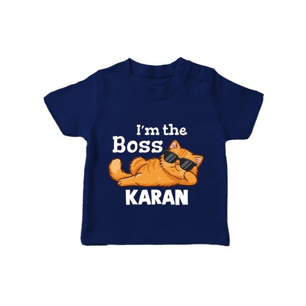 I'm The Boss Personalized TShirt - NAVY BLUE - 0-5 Months Old (Chest 17")
